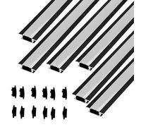 Jandei - 6 x 1 Metro Perfil Aluminio Negro para Tira Led, Forma YW para Instalación Empotrada, Difusor Redondeado Translúcido. Incluye Tapas Finales