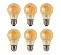 Jandei - 6 x Bombilla LED Filamento de 3W, Rosca E27 Edison, Vintage, Acabado Cristal ámbar, 2200K, 430 lúmenes. Decorativa, Elegante, No Regulable, Dimensiones: 4,5 cm x 8 cm