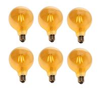 Jandei - 6 x Bombillas LED Globo, Rosca E27 Edison con filamento de 5W, Vintage, Acabado Cristal ámbar, 2700K, Decorativa, Elegante, No Regulable, Dimensiones: 12,5 cm x18 cm