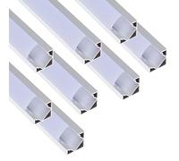 Jandei - 8 x Perfiles Aluminio Gris 1 Metro. Canal Forma V para Instalación de Tiras LED en Esquinas, Difusor Semitransparente. Incluye Tapas y Clips Montaje - 18,2mm x 18,2mm x 1m (Pack 8 uds)