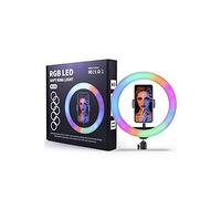 Jandei - Anillo Aro Selfie de Luz LED RGB 26CM/260MM con Trípode, Soporte de Móvil y Control Remoto, 15 Colores Regulables, 10 Niveles de Brillo, Youtube, Tiktok, Vlog