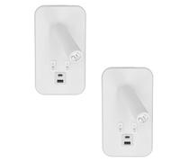 Jandei - Aplique de Pared LED Rectangle con Luz Ambiental y de Lectura, Cargador USB-A y USB-C Integrado, 12W, Blanco Mate, 3000K y 4000K, Moderno y Funcional para Dormitorio o Cabecero (2 Unidades)