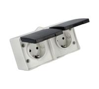 Jandei - Doble Mecanismo Superficie, Estanco para Exterior, Resistente al Agua IP54, 10A 250V (Doble Enchufe Schuko)