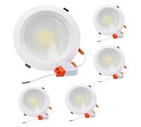 Jandei - Downlight LED COB 20W Encastrable, Foco Marco Redondo Blanco 185x45 mm (Orificio para Empotrar 160mm), 1800 Lumen, IP44 Ideal Baño y Cocina (Luz Fría 6000K, 5 Unidades)