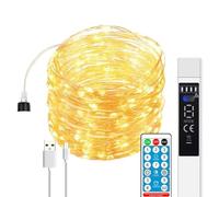 Jandei - Guirnalda Micro LED, Tira Luminosa con Mando a Distancia, Temporizador, Recargable USB (batería 1800MA). Decoración Interior y Exterior Fiesta, Navidad (Luz Cálida, 20 Metros)