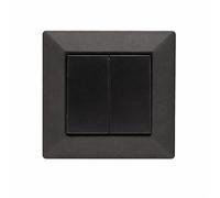 Jandei - Interruptor Doble Conmutador 2 Circuitos, 230V, Decoración Elegante Pared Interior, Fácil de Instalar, Incluye Marco, Tapa y Mecanismo, Policarbonato Color Negro