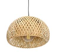 Jandei - Lámpara Colgante de Bambú Vintage 30x18 cm, Diseño Semiesférico Artesanal, Portalámparas E27, 220-240V, Estilo Retro, Bohemio y Rústico, Ideal para Salón o Comedor. Bombilla no incluida