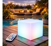 Jandei - Lámpara, Cubo LED RGB Solar, 20x20x20cm, IP54, Recargable, con control remoto. Iluminación decorativa para jardines, terrazas, eventos al aire libre o interiores. (30 cm)