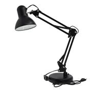 Jandei - Lámpara de escritorio, Negra con brazo Regulable y Cabezal Orientable, diseño Industrial, base estable con Interruptor y Cable de 145 cm, compatible con bombilla E27