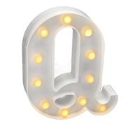 Jandei - Letras LED Iluminadas, Letra Q con Luz Blanca Cálida, Luces Led Decoración y Ambiente, Luz Nocturna Bodas, Cumpleaños, Escaparates, Números y Letras con Luces (Funcionan con Pilas)