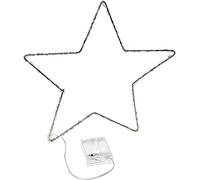 Jandei - Luz Decorativa en Diferentes Formas con Alambre Plateado con LED Lenteja Luz Blanca Cálida 3000K Funciona Con 3 Pilas AA (Estrella)