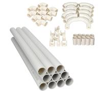 Jandei - Pack 10 uds. Tubo para Cables PVC Rígido Blanco Longitud 1 Metro. Diámetro 16 mm. Funda de Cable con Grapas de Sujección, Codo 90 Grados,Manguitos y Curvas de Empalme.