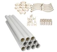 Jandei - Pack 10 uds. Tubo para Cables PVC Rígido Blanco Longitud 1 Metro. Diámetro 20 mm. Funda de Cable con Grapas de Sujección, Codo 90 Grados,Manguitos y Curvas de Empalme.