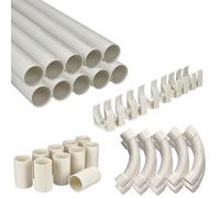 Jandei - Pack 10 uds. Tubo para Cables PVC Rígido Blanco Longitud 1 Metro. Diámetro 32 mm. Funda de Cable con Grapas de Sujección,Manguitos y Curvas de Empalme.