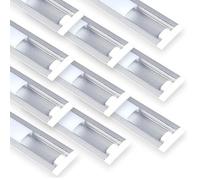 Jandei - Pack 10x Perfiles Aluminio Gris Forma YW Largo 1 Metro para Colocación Empotrada de Tiras LED, Difusor Redondeado Semitransparente. Incluye Tapas Finales