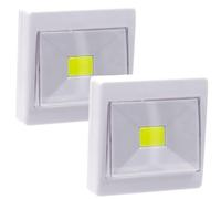 Jandei - Pack 2 x Luz a Pilas Led con Pulsador, 110-120 Lúmenes. Iluminación Auxiliar Habitación, Salón, Armario, Pared - Pilas No Incluidas (Con Velcro y Tornillos)