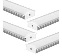 Jandei - Pack 4 Perfiles de Aluminio Gris 1 Metro Longitud para Instalación Empotrada de Tiras LED, Canal para Luces Led con Difusor Semitransparente. Incluye Tapas y Clips Montaje
