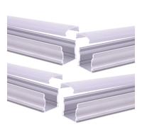 Jandei - Pack 4 x Perfiles Aluminio Gris 1 Metro para Instalación de Tiras de Luces hasta 14mm en Superficie, Canaleta Led con Difusor Translúcido. Incluye Tapas para Extremos y Clips de Montaje