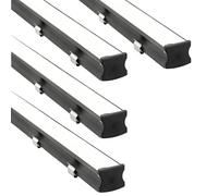 Jandei - Pack 4 x Perfiles Aluminio Negro 1 Metro para Instalación de Tiras de Luces hasta 14mm en Superficie, Canaleta Led con Difusor Translúcido. Incluye Tapas para Extremos y Clips de Montaje