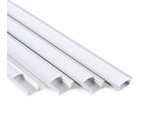 Jandei - Pack 4x Perfiles Aluminio Forma YW Largo 1 Metro para Colocación Empotrada de Tiras LED, Difusor Redondeado Semitransparente. Incluye Tapas Finales (Gris)