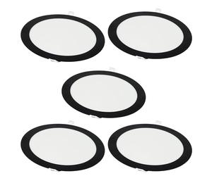 Jandei - Pack 5x Downlight LED 18W Redondo, Empotrable, 1440 Lum, Interior IP20, Marco Acabado Negro, Hueco Corte Ø 200-Ø 205 mm, Extraplano 13mm, Transformador Incluido (Blanco Frío 6000k)