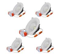 Jandei - Pack 5x Downlight LED COB Empotrable 10W (equivalente 60W), Foco Redondo Marco Blanco, 128x47mm (Orificio Corte 100-105mm), 900 Lumen, IP44. Ideal Baños y Cocinas (Luz Natural 4200k)