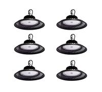Jandei - Pack 6 Campanas Industriales LED 100W Alto Brillo UFO ECO, 9000 Lúmenes, Luz Blanca Fría 6000K. Gran Iluminación para Techo Alto en Nave, Taller, Garaje, Fábrica