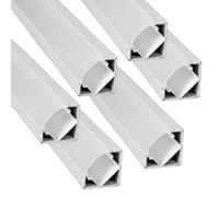 Jandei -Pack 6x Perfiles Aluminio en Tramos de 1 Metro, Forma V para Instalación de Tira LED en Esquinas a 90º, Difusor Semitransparente. Incluye Tapas y Clips para Montaje (Blanco)