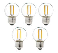 Jandei - Pack de 5 x Bombilla Exterior Filamento G45 Cálido 1W E27 2 filamentos interiores. Perfecta para Bodas, Bautizos, Eventos, Conciertos, Verano. Ahorro energetíco.