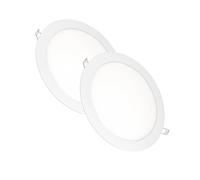Jandei - Pack x 2 Downlights LED Empotrable Redondo, 18W, 1500 Lúmenes, Extraplano 13 mm, Orificio de Montaje Ø200-205 mm, Blanco Neutro 4200K con Transformadores Incluidos