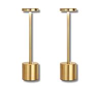 Jandei - Pack x 2 Lámparas de mesa LED de metal, Táctil, Recargable, 3 tonos de luz regulable 2000mAh, Sin Cable. Perfecta para Salón, Dormitorio, Escritorio, cenas al aire libre, eventos. (Dorado)