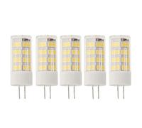 Jandei - Pack x5 Bombillas LED 12V DC, G4 de 5W de potencia - Color Blanco Cálido 3000K, 400 lúmenes, (equivalente 35-40W halógeno), 12mm Ø, 46mm largo total con pines, Protección IP20