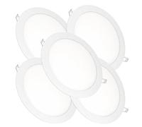 Jandei - Pack x 5 Downlights LED Empotrable Redondo, 18W, 1500 Lúmenes, Extraplano 13 mm, Orificio de Montaje Ø200-205 mm, Blanco Neutro 4200K con Transformadores Incluidos