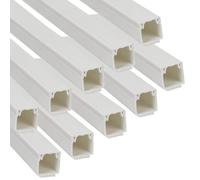 Jandei - Pack x10 Canaleta Adhesiva Blanca para Cables PVC. Organización y Protección del Cableado 1 Metro Longitud (12x12mm)