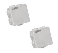 Jandei - Pack x2 Caja de Montaje en Superficie. Cuadrada 85x85x50mm IP54 Instalación en Interior/Exterior, 7 Entradas. Ideal para Aplicaciones Residenciales, Comerciales o Industriales.
