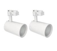 Jandei - Pack x2 Foco Techo Led Carril 30W, Blanco Frío 6000K, 3000 Lúmenes, 185V-265V AC Monofásico, Aluminio Vestidor, Escaparate, Tienda, Oficina. Color Blanco.