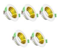 Jandei - Pack x5 Foco Aro Circular Empotrable y Orientable en Techo para GU10 / MR16 Embellecedor Corte 75mm Ø90*40mm (Blanco Dorado)