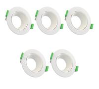 Jandei - Pack x5 Foco Aro Circular Empotrable y Orientable en Techo para GU10 / MR16 Embellecedor Corte 75mm Ø90*40mm (Blanco)