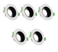 Jandei - Pack x5 Foco Aro Circular Empotrable y Orientable en Techo para GU10 / MR16 Embellecedor Corte 75mm Ø90*40mm (Blanco Negro)
