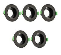 Jandei - Pack x5 Foco Aro Circular Empotrable y Orientable en Techo para GU10 / MR16 Embellecedor Corte 75mm Ø90*40mm (Negro)