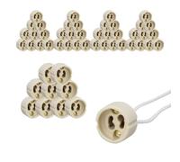 Jandei - Pack x50 Bases para Lámparas, Casquillo Zócalo Portalámparas Cerámicos para Bombillas GU10, con Cable de Silicona de 13 cm. Para Led o Halogeno, Gran Calidad y Resistencia.