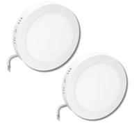 Jandei - Packs 2 x Downlight LED 12W de Superficie, Redondo, Aro de Aluminio Color Blanco Mate. Para hogar, Oficina, Tienda, Casa. Ahorro energético. (Blanco Cálido 3000K)