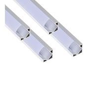 Jandei - Packs de Perfiles Aluminio en Tramos de 1 Metro, Forma en V para Instalación de Tira LED en Esquinas a 90º, Difusor Semitransparente. Incluye Tapas y Clips Montaje (Gris, 4 Unidades)