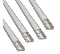 Jandei - Packs Perfiles de Aluminio Gris 1 Metro para Montaje de Tiras LED en Superficie con Tapa Translúcida, Tapones para Extremos y Clips para Montaje. No incluye Tira Led (Pack 4 uds)