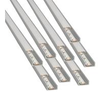 Jandei - Packs Perfiles de Aluminio Gris 1 Metro para Montaje de Tiras LED en Superficie con Tapa Translúcida, Tapones para Extremos y Clips para Montaje. No incluye Tira Led (Pack 8 uds)