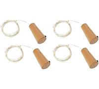 Jandei - Set de 4 Tapones Decorativos para Botellas con Guirnalda LED de 2 metros, Luz Blanca Cálida 3000K