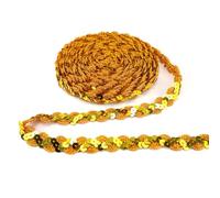 JANDH Rollos De Cinta De Lentejuelas Plateadas 25 M, Cinta Elástica Ancho 15mm, Tira De Lentejuelas Para Adornos De Pulsera Y Proyectos De Manualidades DIY (Oro)