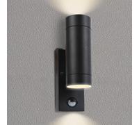 JANDT Lighting Lámpara de Pared para Jardín Anticorrosión IP65 Impermeable en Aluminio Negro, con Sensor de Movimiento PIR Bidireccional