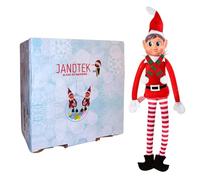 JANDTEK Elfa de Navidad traviesa niña 40 cm con Bufanda - Duende Navidad Travieso - Elfo Travieso Chica con Estilo Único - Elfos navideños Que informan a Papa Noel del Comportamiento de los niños
