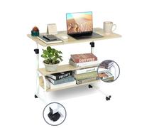 JANDTEK Mesa Ordenador Portátil con Ruedas y Altura Regulable - Escritorio Pequeño para Sofá, Cama y Teletrabajo - Mesa Auxiliar con Estante Inferior para Espacios Reducidos (Marron 60x40)